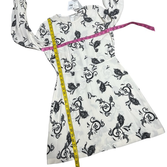 A.L.C. Lauren Dress eggshell white black retro paisley print mini dress size 6 - Picture 7 of 9